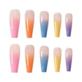 thumbnail image 6 of Glossy Colorful Fake Nails, Coffin Long Press On Nails With Gradient Full Cover For Women And Girls, Acrylic Nails In Rainbow Ombre, 12 Different Sizes Included, 6 of 7
