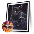 thumbnail image 2 of Diamante pintura taladro gato retrato DIY Kits completo redondo pared decoración negro FLhrweasw Nuevo, 2 of 9