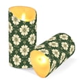 thumbnail image 3 of Pattern Yellow Green Tile Pattern Flameless Candles 2 PCS with Remote Realistic Moving Flame LED Tapered Pillar Set for Home Decor, 3 of 7