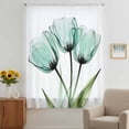 thumbnail image 3 of Turquoise Aqua Tulip Sheer Curtains 45 Inches Long, Modern Blossom White Floral Petal Light Filering Curtains, Breathable Simi Curtain Privacy Drapes for Kitchen Bathroom Small Window Treatment, 3 of 9