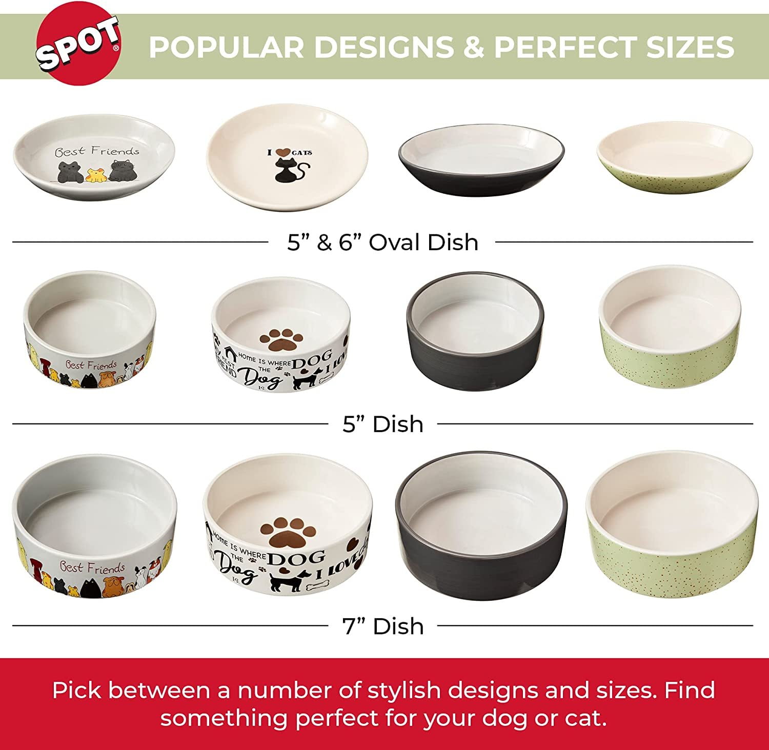 Ethical Pet 077234547045 7 in. Spot Speckled Dog Dish Bowl