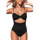 thumbnail image 1 of Traje de baño de una pieza para mujer Traje de baño sexy negro con recorte festoneado (L) JFHHH pequeña, 1 of 5