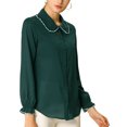 thumbnail image 4 of INSPIRE CHIC Women's Sweet Ruffle Peter Pan Collar Button Up Work Shirts, 4 of 6