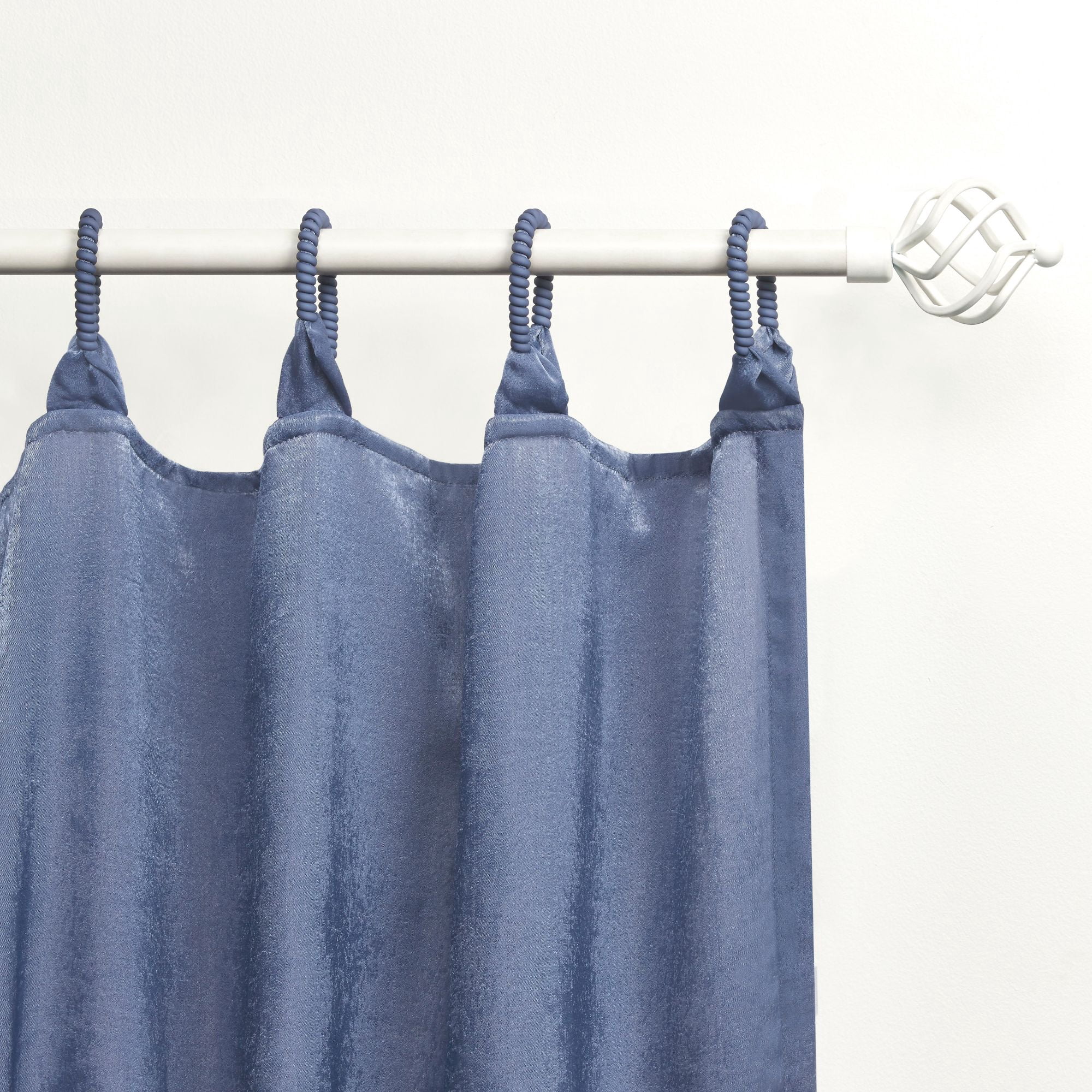Exclusive Home Bari Light Filtering Spiral Loop Tab Top Curtain Panels, 54"x84", Slate Blue, Set of 2