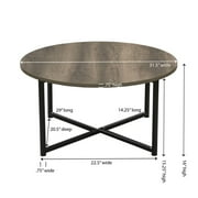 Household Essentials Jamestown Round Coffee Table Ashwood Rustic Wood Grain and Black Metal