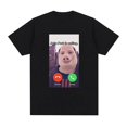 thumbnail image 1 of Camiseta divertida con el texto "John Pork Is Calling" y "Responder Call Ph", diseño gráfico humorístico de cerdo, camisetas holgadas para amantes de los animales, 1 of 7