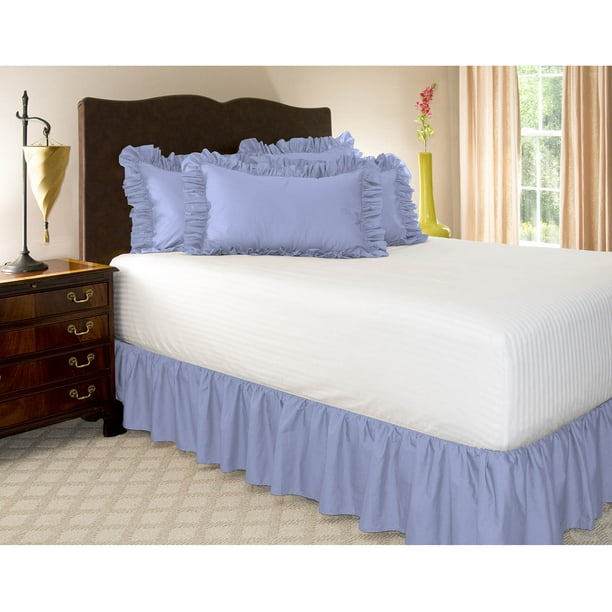 Harmony Lane Ruffled Bed Skirt 21 Inch Drop King Jewel Blue Poly Cotton Dust Ruffle With Platform Com Harmony Lane Ruffled Bed Skirt 21, 21 Inch Drop King Size Bed Skirt