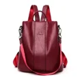 thumbnail image 3 of Mochila antirrobo de piel suave de alta calidad para mujer, morral escolar vintage para viajes al aire libre, mochila para libros, 3 of 5