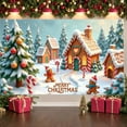 thumbnail image 6 of Gingerbread House Christmas Banner Snowy Trees Xmas Banner Candy Cane Christmas Ornaments Holiday Banner for Christmas Party Home Decor Family Gathering, 6 of 7
