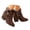 Brown, variant on Pandaie Womens Winter Ankle Booties Suede Fuzzy Cuff Warm Snow Boots with Side Zipper Block High Heel Rhinestone Dress Boot Size 6‑9.5