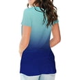 thumbnail image 4 of Camiseta de mujer con cuello en V, manga corta, gradiente superior, camiseta informal, azul, S Sweethay AP001652-16, 4 of 5