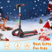 SIMATE Electric Scooter for Kids Ages 4-10,Thumb Accelerator, LED Lights LCD Screen, 3 Adjustable Height & 3 -Wheels Electric Scooter for Girls/Boys,5mph