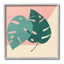 Stupell Industries Modern Monstera Leaf Botanical & Floral Painting Gray Framed Art Print Wall Art, 12 x 12