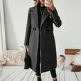 thumbnail image 7 of Stichou Women's Winter Wool Coat Business Long Sleeve Fall Winter Notch Lapel Oversized Long Peacoat Dark Gray L, 7 of 7