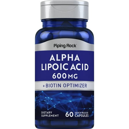 Alpha Lipoic Acid 600mg | With Biotin Optimizer | 60 Capsules | Non-GMO, Gluten Free Supplement | by Piping Rock