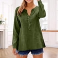 thumbnail image 2 of IMENGL Linen Shirts For Women 2026 Buttons V Neck Cloths Long Sleeve Pockets Tshirt Trendy Blouses Casual Tops Green XL, 2 of 6