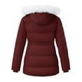 thumbnail image 3 of Wantdo Women's Recycled Puffer Jacket Thickened Waterproof Parka Coat Warm Hooded Outdoor Jacket Wine Red M, 3 of 13