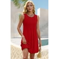 thumbnail image 4 of Vestido de verano OFEEFAN 2025, plisado, holgado, de primavera, rojo para mujer, 4 of 5
