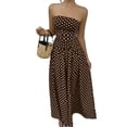 thumbnail image 3 of XUNKUSGA Cocktail Dresses for Women Trendy Polka Dot Strapless Womens Maxi Dress Casual Smocked Tube Top Swing Flowy Wedding Guest Dress,Brown,L, 3 of 9