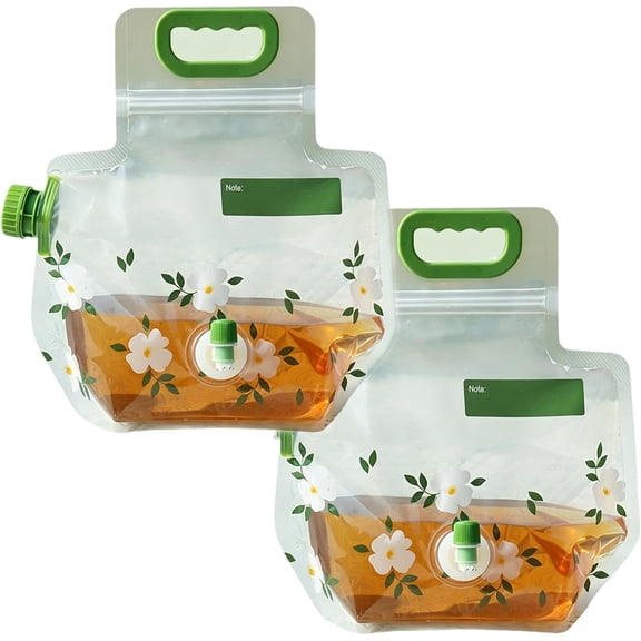 Foldable Water Container 2 Pack, 1 Gallon Collapsible Water Bag with Handle Tap, Thick Food Grade Storage Jug for Outdoor Picnic Emergency