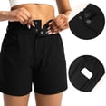 thumbnail image 7 of VEKDONE Women's Hiking Golf Shorts Summer High Waist Stretch Cargo Shorts Solid Color Button Zipper Multi Pockets Casual Shorts Black M, 7 of 7