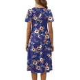 thumbnail image 4 of Fantaslook Summer Dresses for Women Casual Short Sleeve Pleated Dress Flowy Floral Dress with Pockets Flare Midi Sundress, 4 of 9