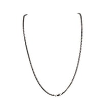 MST 925 Sterling Silver Round Box Chain Necklace 3mm, 20 in Rhodium Plated Italy, Unisex, All Ages