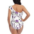 thumbnail image 5 of Picia Lavender Flowers Pattern Women's One Piece Swimsuits,One Shoulder Swimwear Asymmetric ,Ruffle Monokinis Bathing Suits,High Waisted Flattering Bathing Suits-XX-Large, 5 of 8