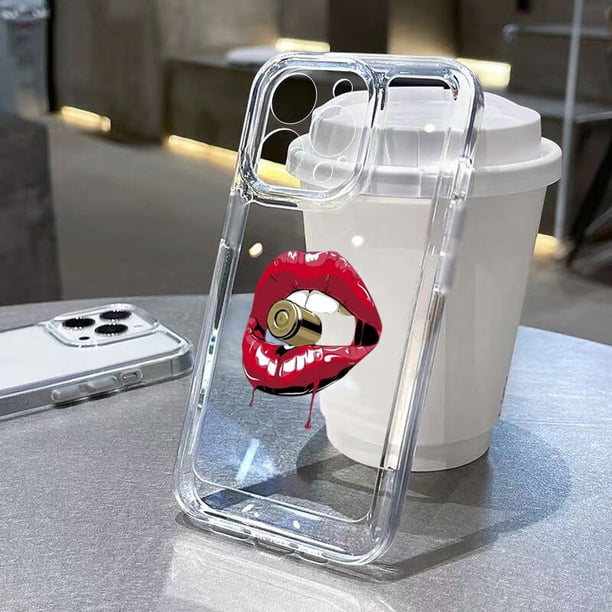 Funda de teléfono transparente suave para iPhone 11, 13, 14 Pro Max, 12 Pro, XS Max, XR, X, XS, 8, 7, 14 Plus, SE 2020, chica Sexy, labios rojos