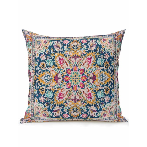 Waterproof Outdoor Throw Pillows with Inserts 16"x16", Colorful Boho Soft Decorative Pillowcases for Couch Bedroom, Ethnic Vintage Mexican Flowers Southwestern Pillow Covers for Sofa Living Room