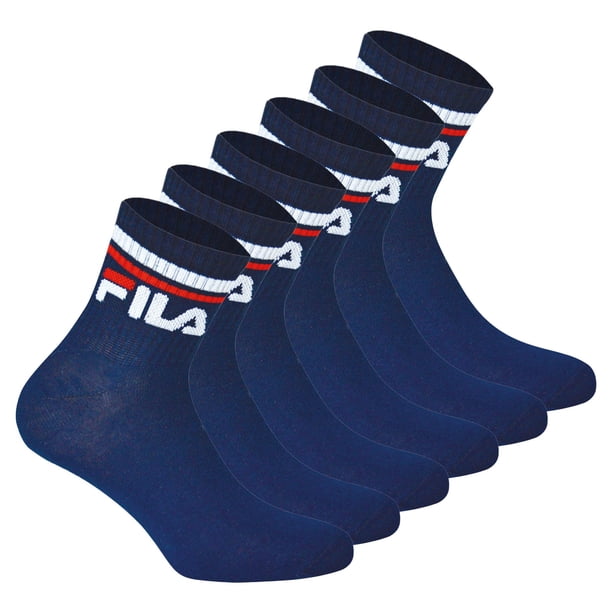 FILA Calcetines unisex, 6 Pares de Quarter - Calcetines cortos, Sport, Puño con Logo, uni Azul 43-46