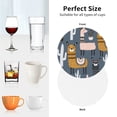 thumbnail image 6 of Lsque Llama and Cactus Pattern 4" Drink Coasters Set of 4, PVC Leather Absorbent Coasters, Table Coaster Set Decorative Coffee Cup Coasters Housewarming Gift -Round Shape, 6 of 6