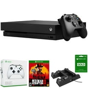 Microsoft Xbox One X 1TB Console, Black (CYV-00001) + Red Dead Redemption 2 For Xbox One + Xbox Live 3 Month Gold Membership + Xbox Wireless Controller, White + 3-in-1 Vertical Stand Charging Station