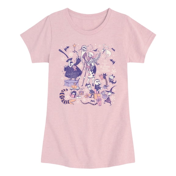 The Nightmare Before Christmas - Pastel Winter Group Fitted Short Sleeve Graphic T-Shirt