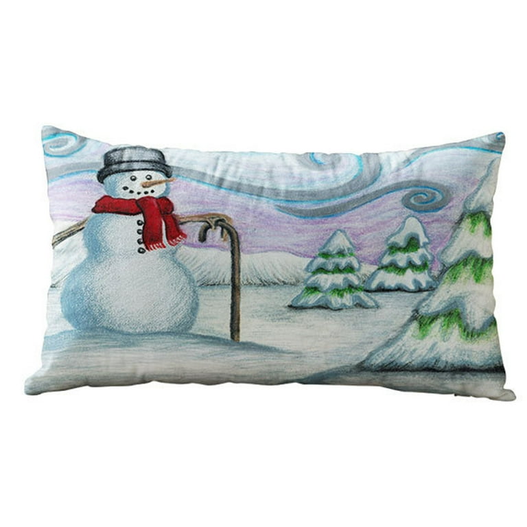  Outdoor Pillows Covers with Inserts 1PCS, Christmas Snowman  Snowflake Red Bird Xmas Style Waterproof Pillow with Adjustable Strap Decorative  Throw Pillows for Patio Furniture Lounge Chair, 12x20 Inch : Patio, Lawn