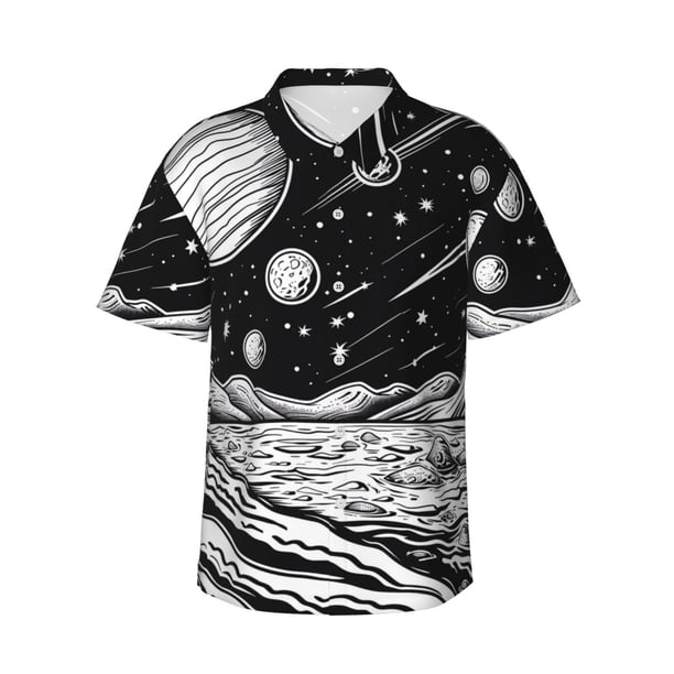 Balery Cosmic Landscape Celestial Art Camisas hawaianas de manga corta para hombre, camisas playeras de corte holgado, camisas de vacaciones con botones,Small