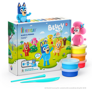 Hey Clay Bluey and Friends,  Colorful Modeling Air-Dry Clay, 15 cans with Fun Interactive App for Kids Ages  3+ Years