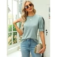 thumbnail image 3 of Blusa Manga Corta Abullonada Para Mujer Camiseta Ajustada, 3 of 5
