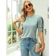 thumbnail image 3 of Blusa Manga Corta Abullonada Para Mujer Camiseta Ajustada, 3 of 5