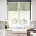 thumbnail image 3 of Pink Beige Striped Kitchen Curtains, Modern Farmhouse Retro Lines 3-Piece Kitchen Curtain Valance and Tiers Set 36 Inch Length, Rod Pocket Half Window Curtains for Cafe Living Room Bathroom, 3 of 6