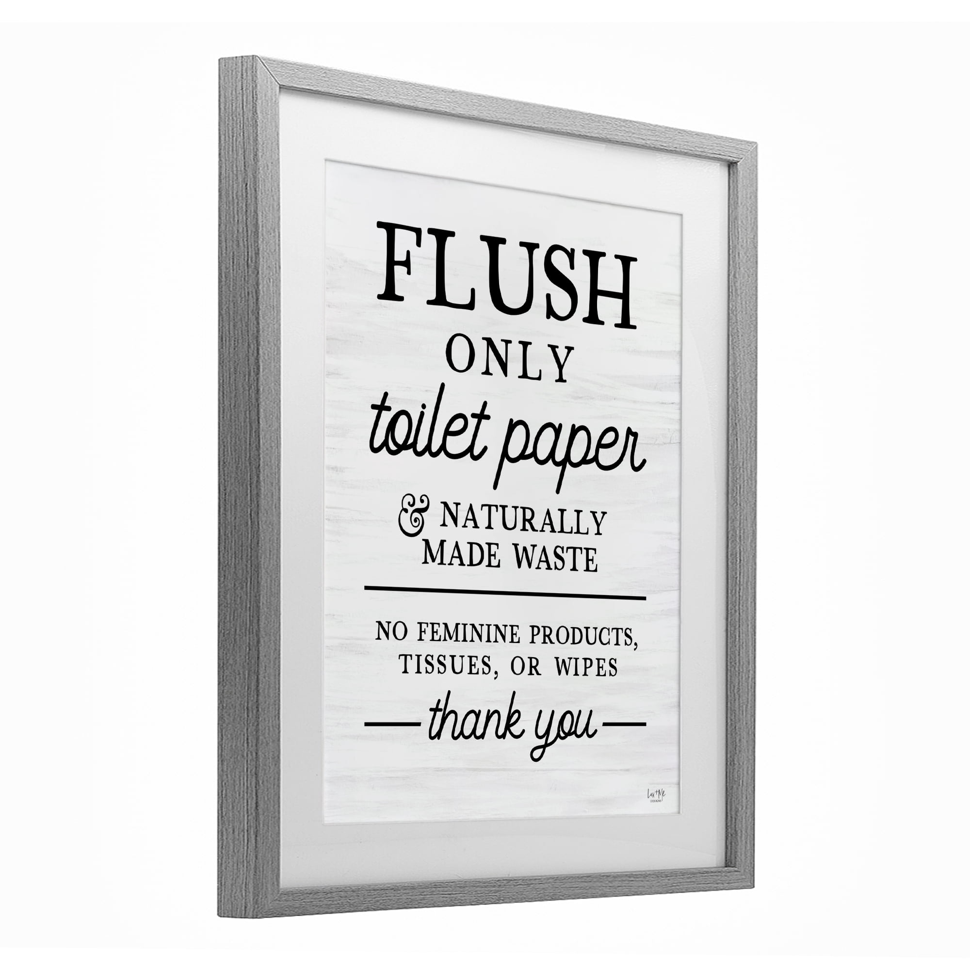 Stupell Industries Flush Only Toilet Paper Rules Gray Framed Print Under Glass, design by Lux + Me Designs