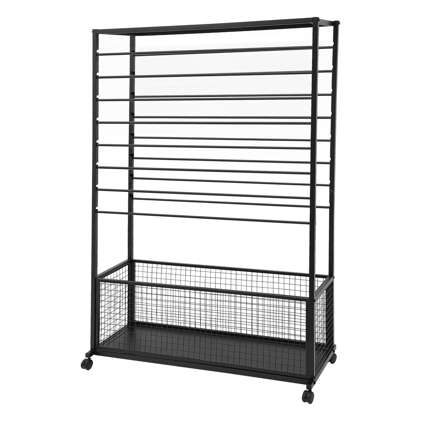 Double-Sided 16 Tier Ribbon Rack, Ribbon Holder, Storage Shelf For Ribbon,Wrapping Paper (39.37*12.6*59.06in)-Black