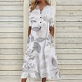 thumbnail image 3 of PATLOLLAV Summer Womens Dresses Ladies V-Neck Short Sleeve Print Dress with Pocket, 3 of 5