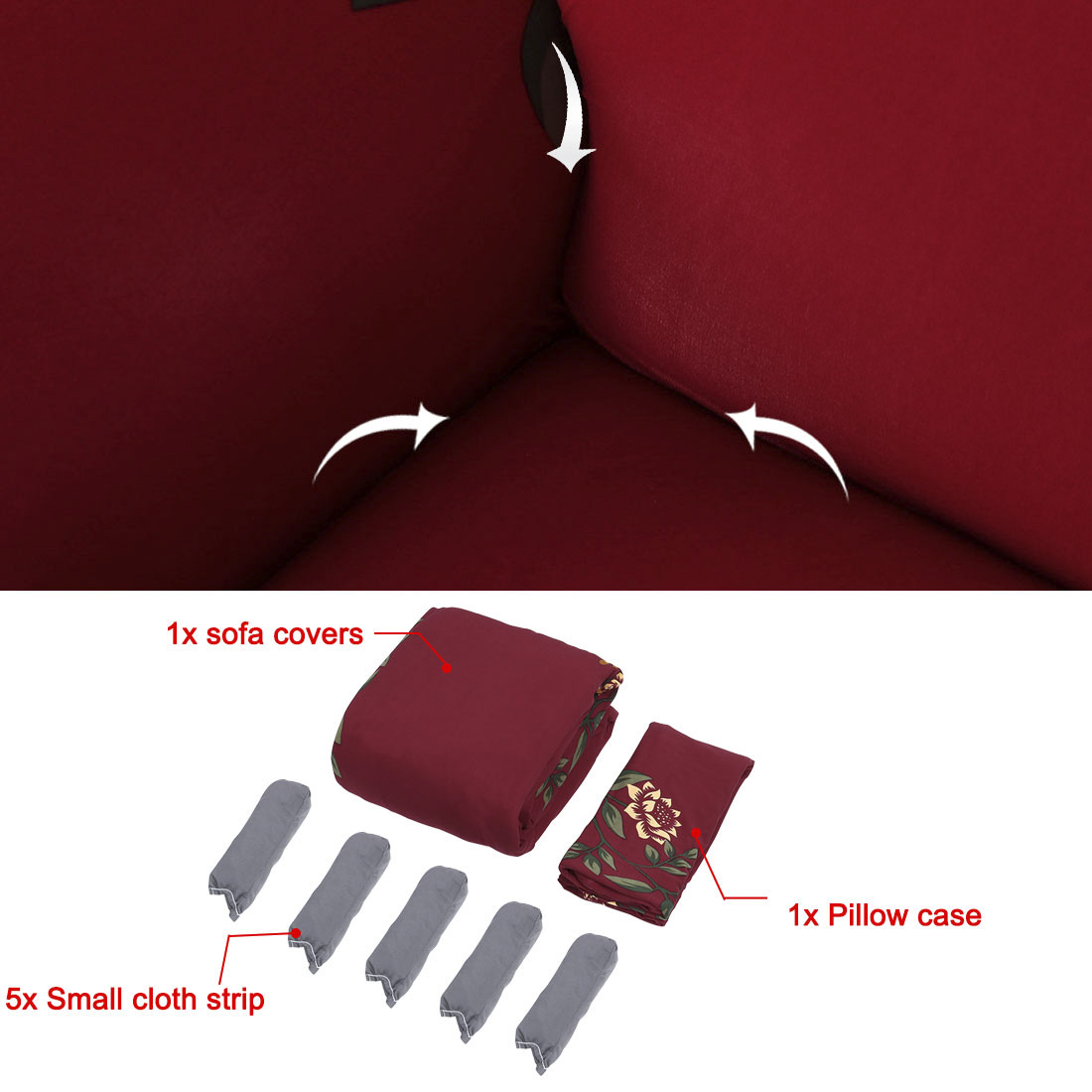 Unique Bargains 1-Piece Contemporary Floral Stretch Sofa Couch Cover, Red