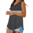 thumbnail image 6 of Goodeals Summer Sleeveless Shirts Women Cute Striped Color Block Tank Tops V Neck Tunics Loose Fit Clothes Curve Hem 2025 Fashion(Dark Gray,L), 6 of 7