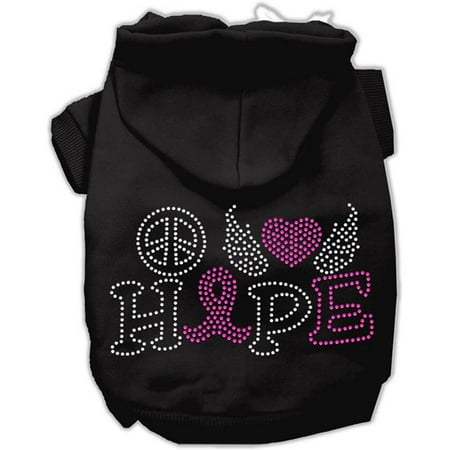 Peace Love Hope Breast Cancer Rhinestone Pet Hoodie Black XL (16 ...