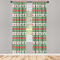 thumbnail image 3 of Ambesonne Christmas Curtains, Holiday Season Deer, Pair of 28"x84", Red Green White, 3 of 5