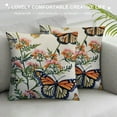 thumbnail image 3 of JEUXUS Floral Butterfly and Vintage Herbs Plants Green Garden Nature Tufted Floral Print Pillowcase White, 3 of 5