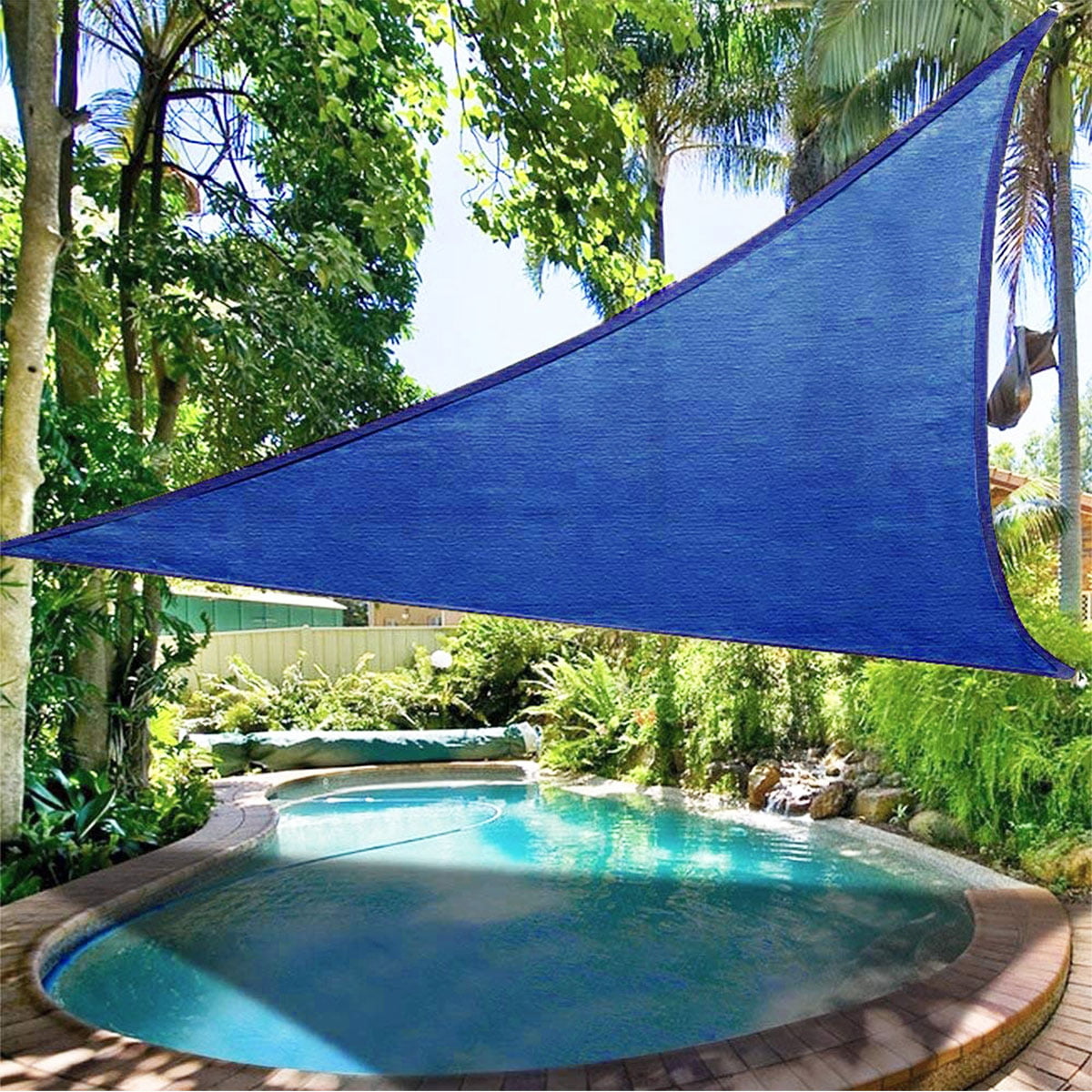 Blue Triangle Sun Shade Sail Canopy Awning Shelter Fabric Cloth Screen