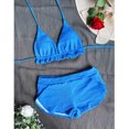 thumbnail image 4 of Arnsht Women's 2 Piece Swimsuits Halter Triangle Top with High Waisted Shorts Bathing Suits Comfortable Breathable Solid Color Bikini Sets Blue S, 4 of 8